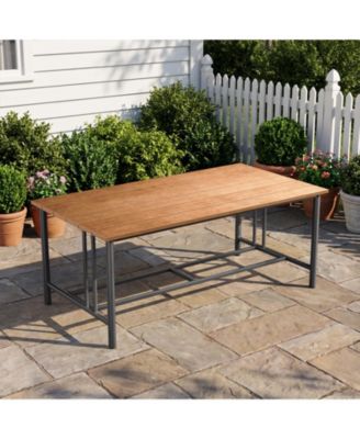 Outdoor Coffee Table 42"L x 22"W x 16.5"H Rectangle Weather-Resistant Patio Coffee Table, Metal Heavy-Duty Frame Coffee Side Table