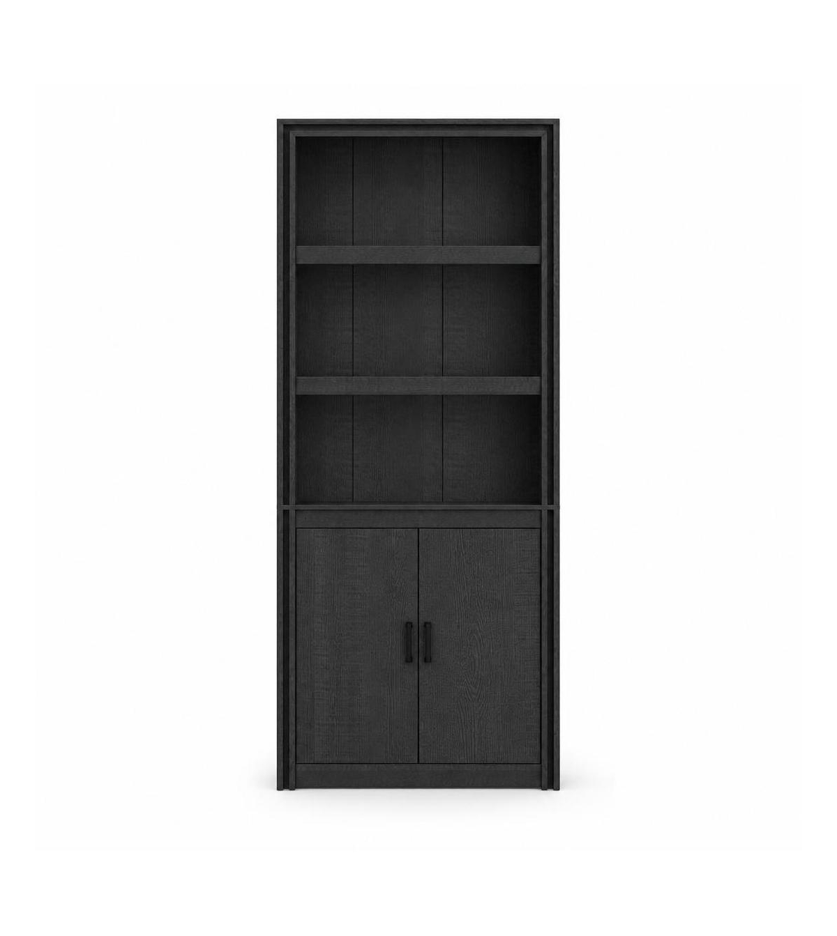 homfan 71 Tall Farmhouse Bookcase with 2 Doors 5-Shelf Display Storage Unit Industrial Wood Bookshelf for Bedroom Living Room and Home Office