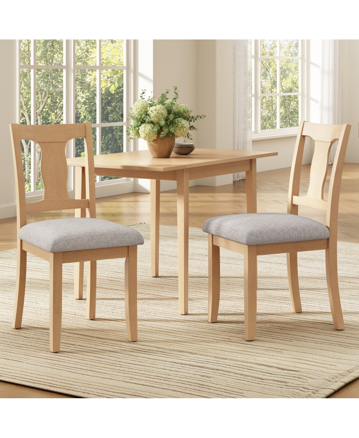 Streamdale Furniture Dining Chairs Set of 2, Mid-Century Modern Upholstered Accent Chairs - Beige/natural