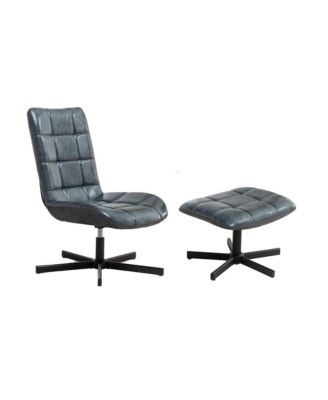 Arlena 2-Piece Seating Set, Faux Leather Tufted Accent Chair and Ottoman