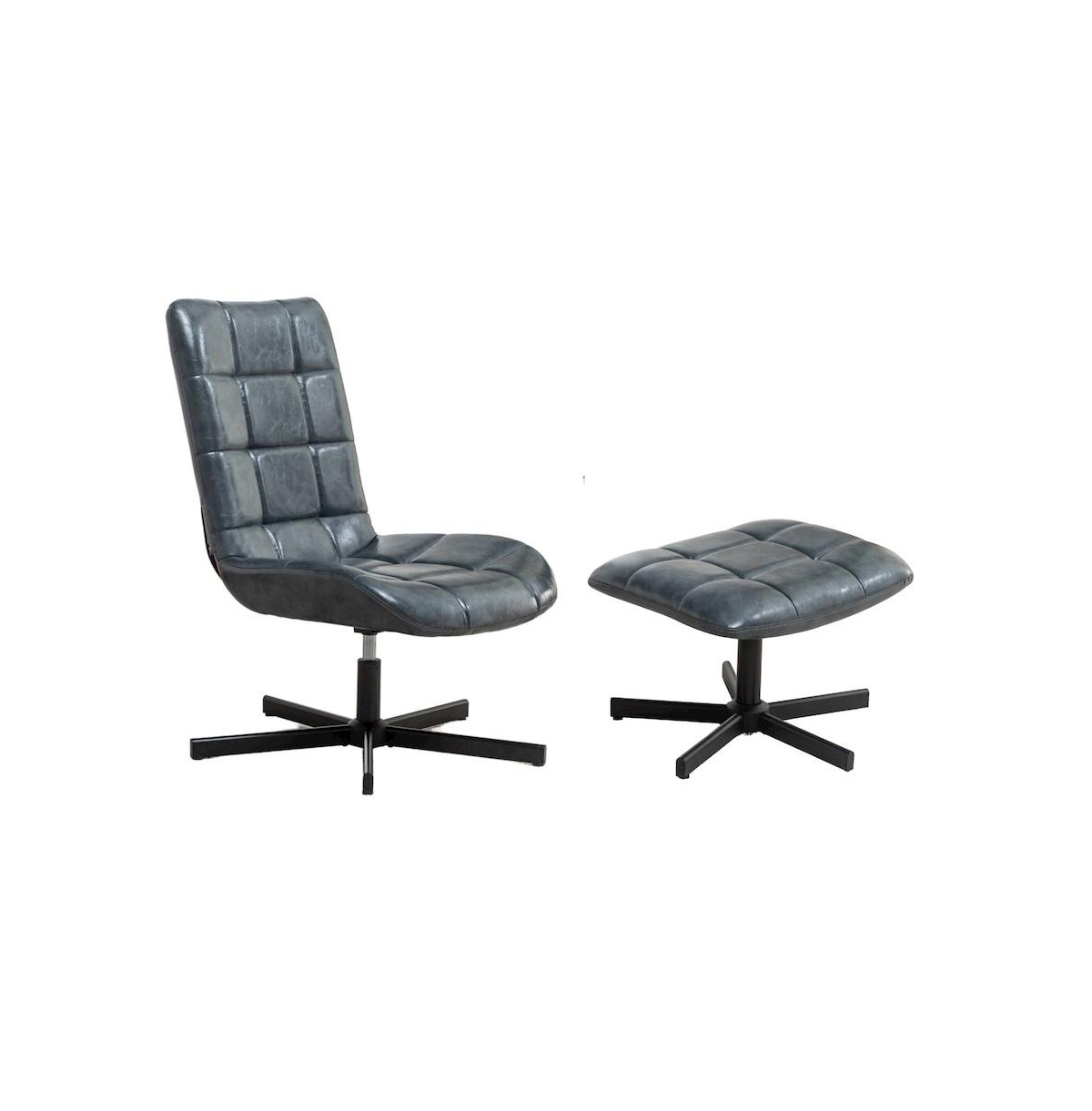 Roundhill Furniture Arlena 2-Piece Seating Set, Faux Leather Tufted Accent Chair and Ottoman
