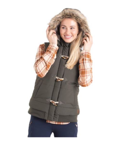 Женский жилет Legendary Whitetails Quilted Toggle Hooded Puffer, цвет: Армейский