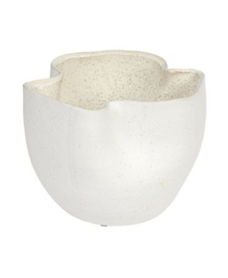 7.25 Inches Stoneware Ruffled Planter with Sand Finish and Reactive Glaze, Holds 4 Inches Pot