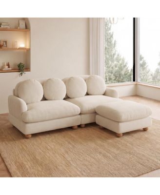 Comfy Chenille 3-Seater Loveseat Sofa with Ottoman and 4 Pillows