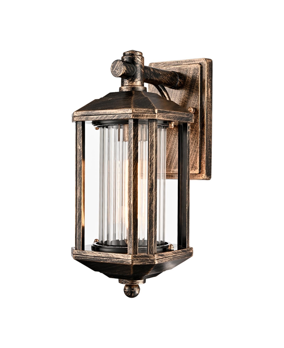 Claxy Vintage Outdoor Wall Light Fixtures Antiqued Gold Waterproof Exterior Wall Lantern with Clear Glass Shade