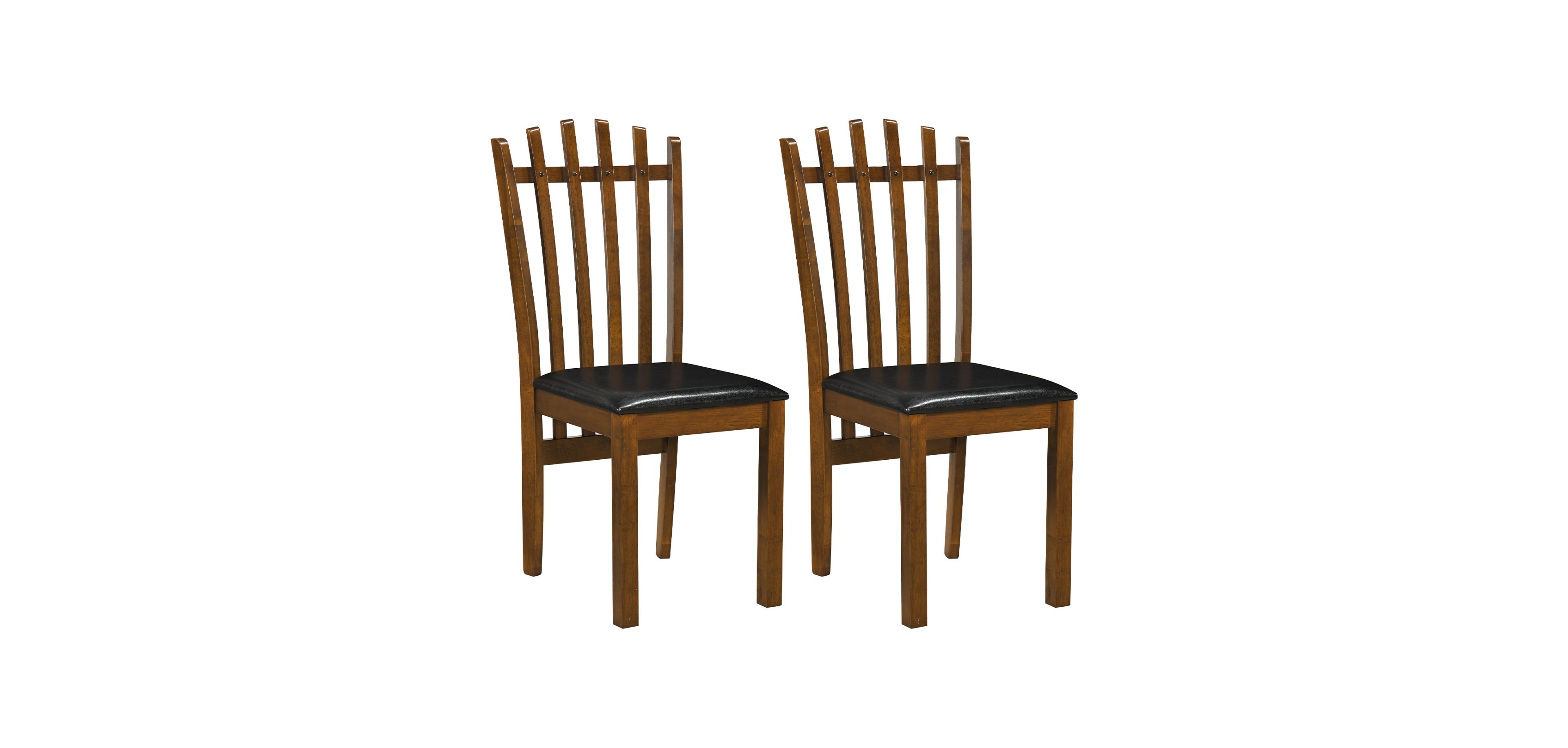 Mecale Wooden Dining Chair Set of 2 with Spindle Back and Pu Leather Seat