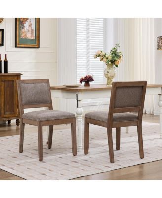 Set of 2 Farmhouse Fabric Upholstered Dining Chairs