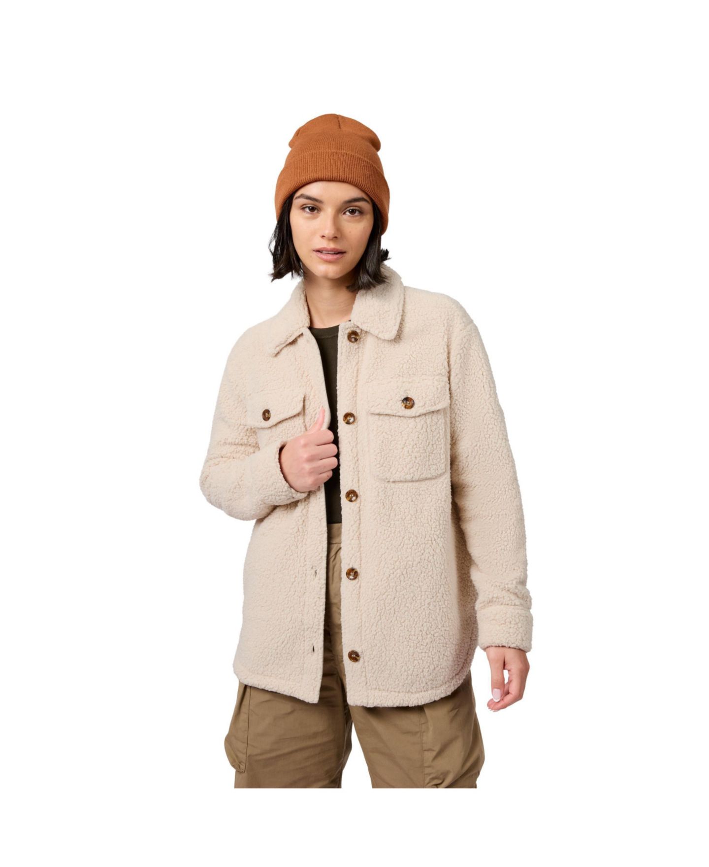 Женские куртки Free Country High Pile Shacket, цвет: Бисквитный — фото 1