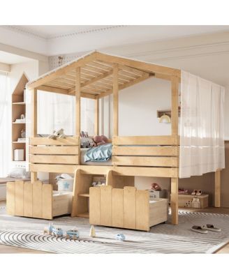 Full House Loft Bed with Stairs and Storage