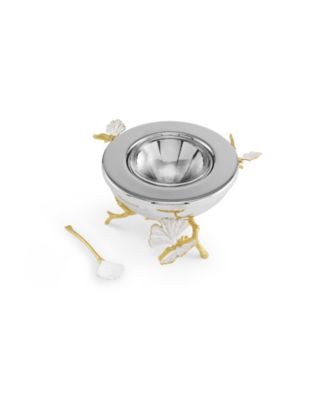 Butterfly Ginkgo Gold Caviar Dish with Spoon