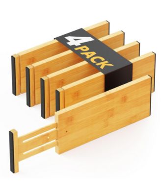 Set of 4 Bamboo Dresser Drawer Dividers: Adjustable from 12.5" to 17",4.65 " high Natural