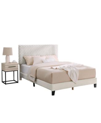 Findlay 2-Piece Bedroom Set, Plush 3D Upholstered Bed with Nightstand