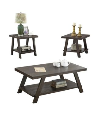 Athens Contemporary 3-Pc Wood Shelf Coffee Table Set