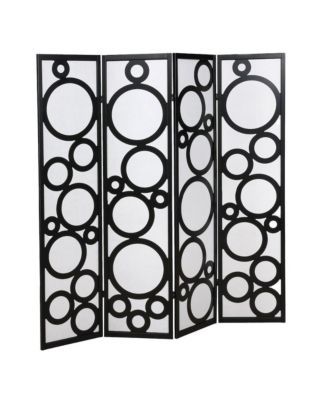 Arvada 4-Panel Wood Room Divider with Circle Pattern