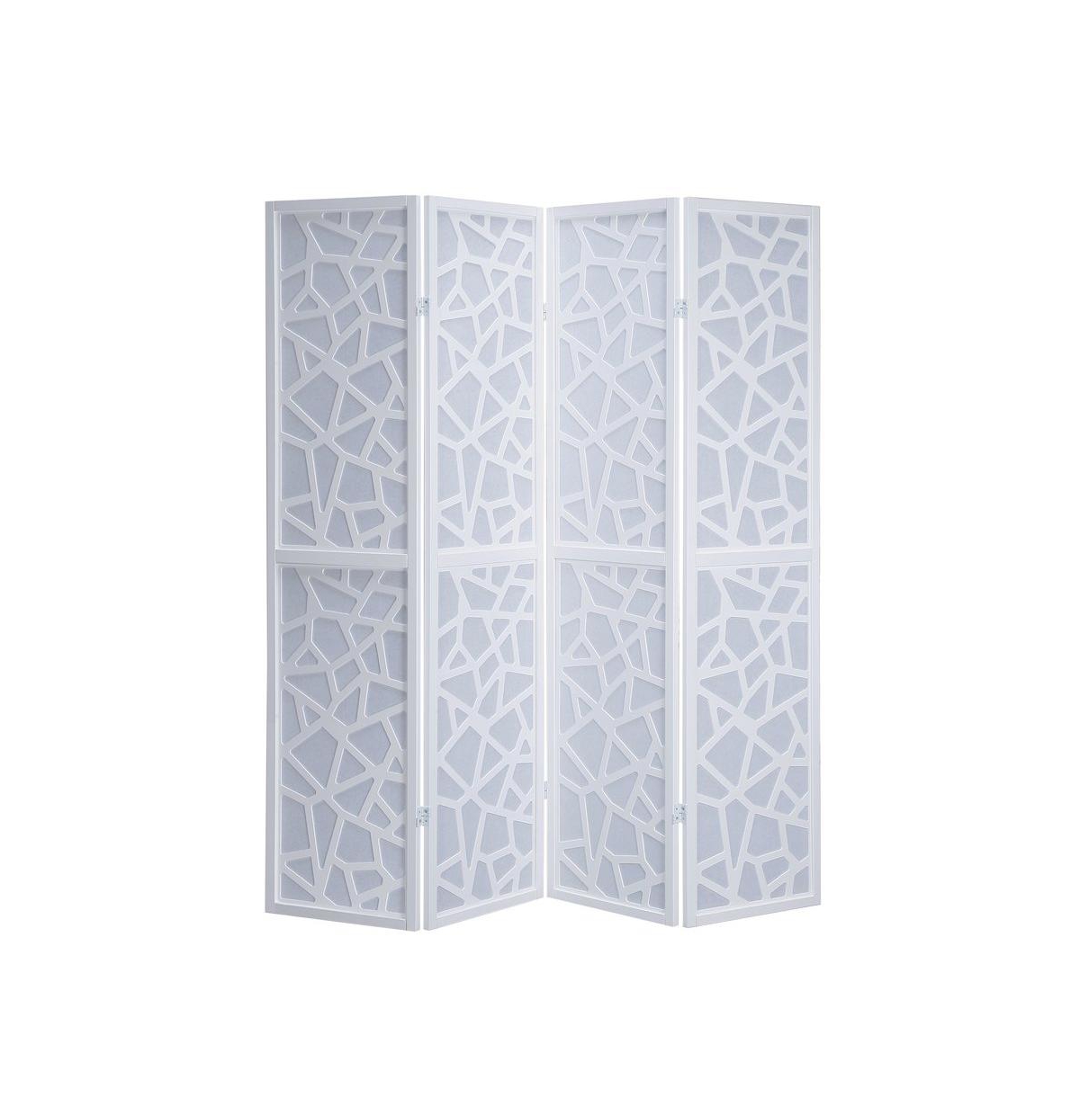Roundhill Furniture Giyano White 4 Panel Screen Room Divider