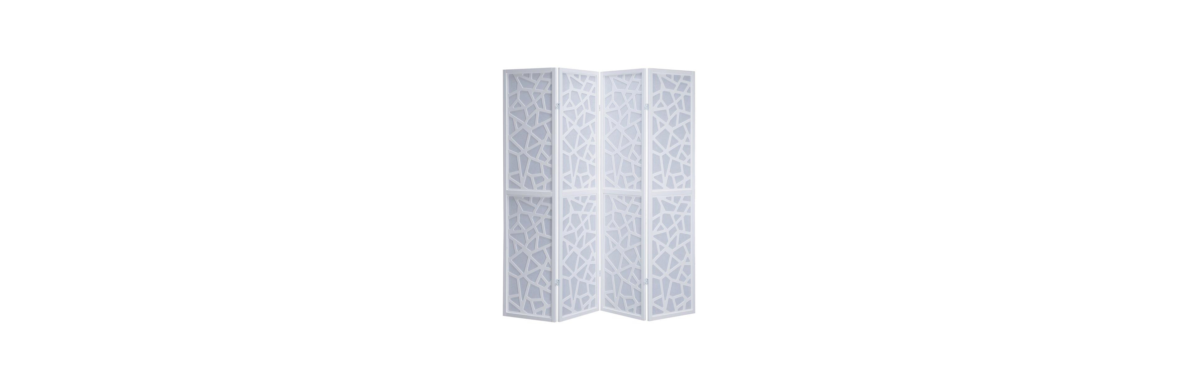 Roundhill Furniture Giyano White 4 Panel Screen Room Divider
