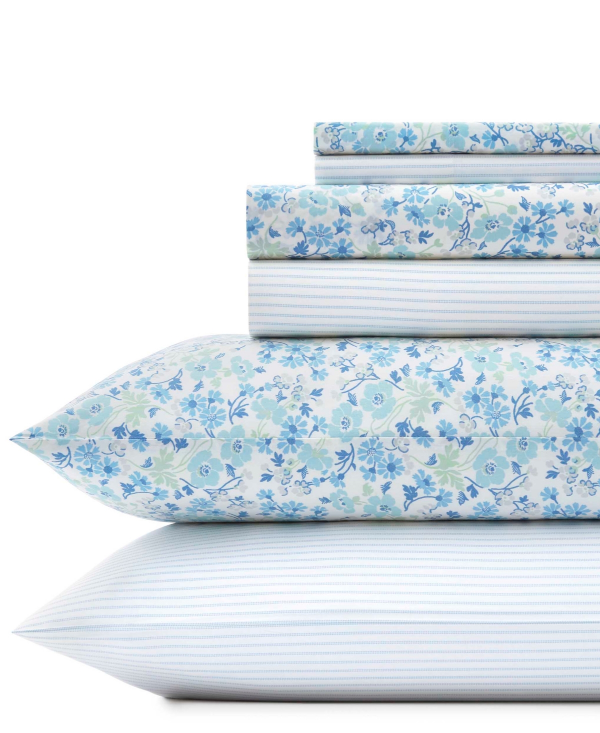 Laura Ashley Jaynie Ticking Stripe 6-Pc. Sheet Set