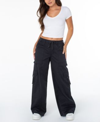 Juniors' Butter Twill Wide-Leg Cargo Pants