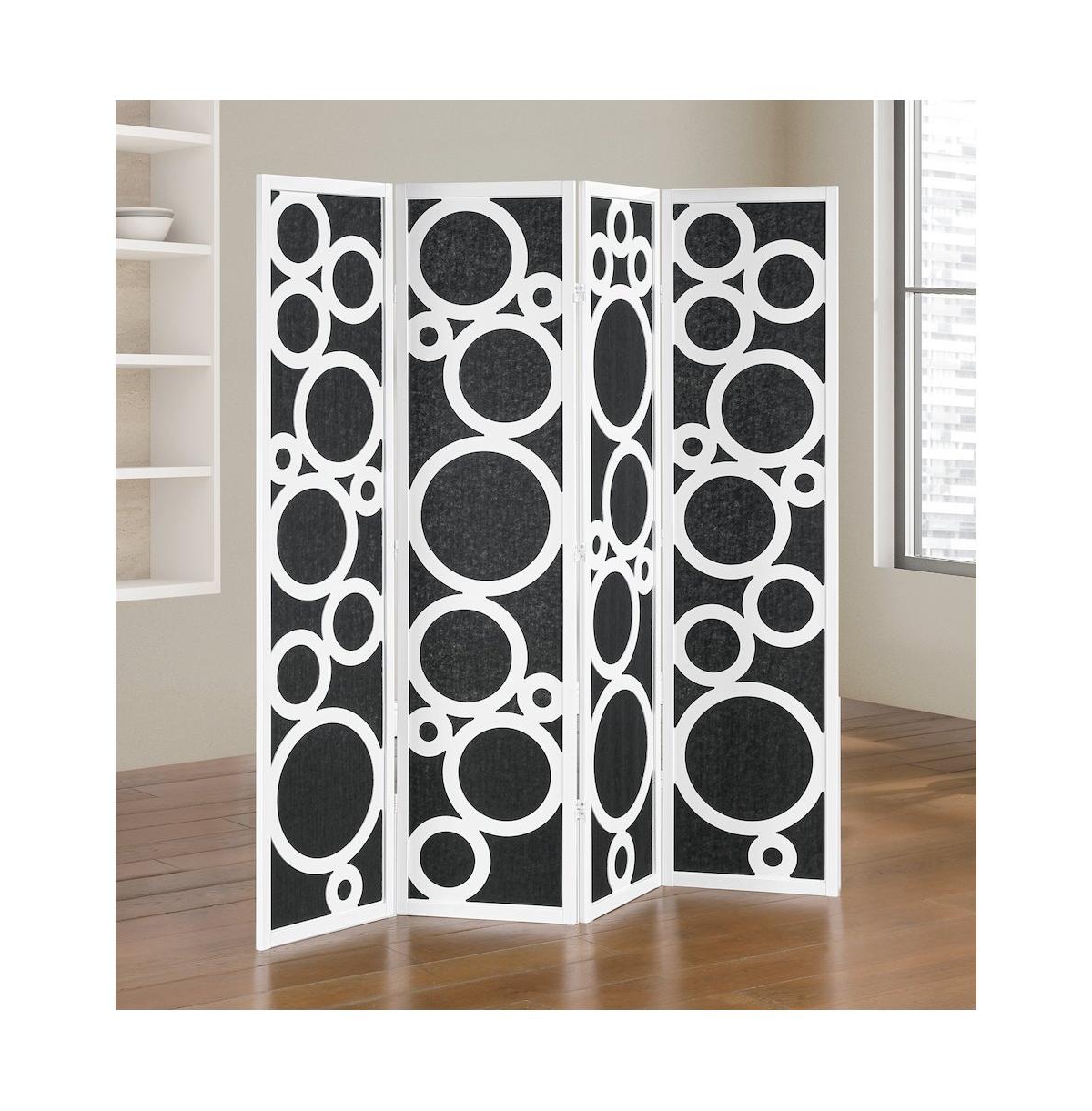 Roundhill Furniture 4-Panel Room Divider, Decorative Folding Freestanding Privacy Screen - White