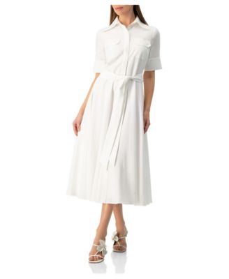 Women's Patch-Pocket Belted Button-Front Midi Shirt Dress