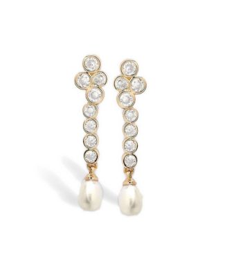 Crystal and Pearl Gold-Tone Averi Drop Earrings