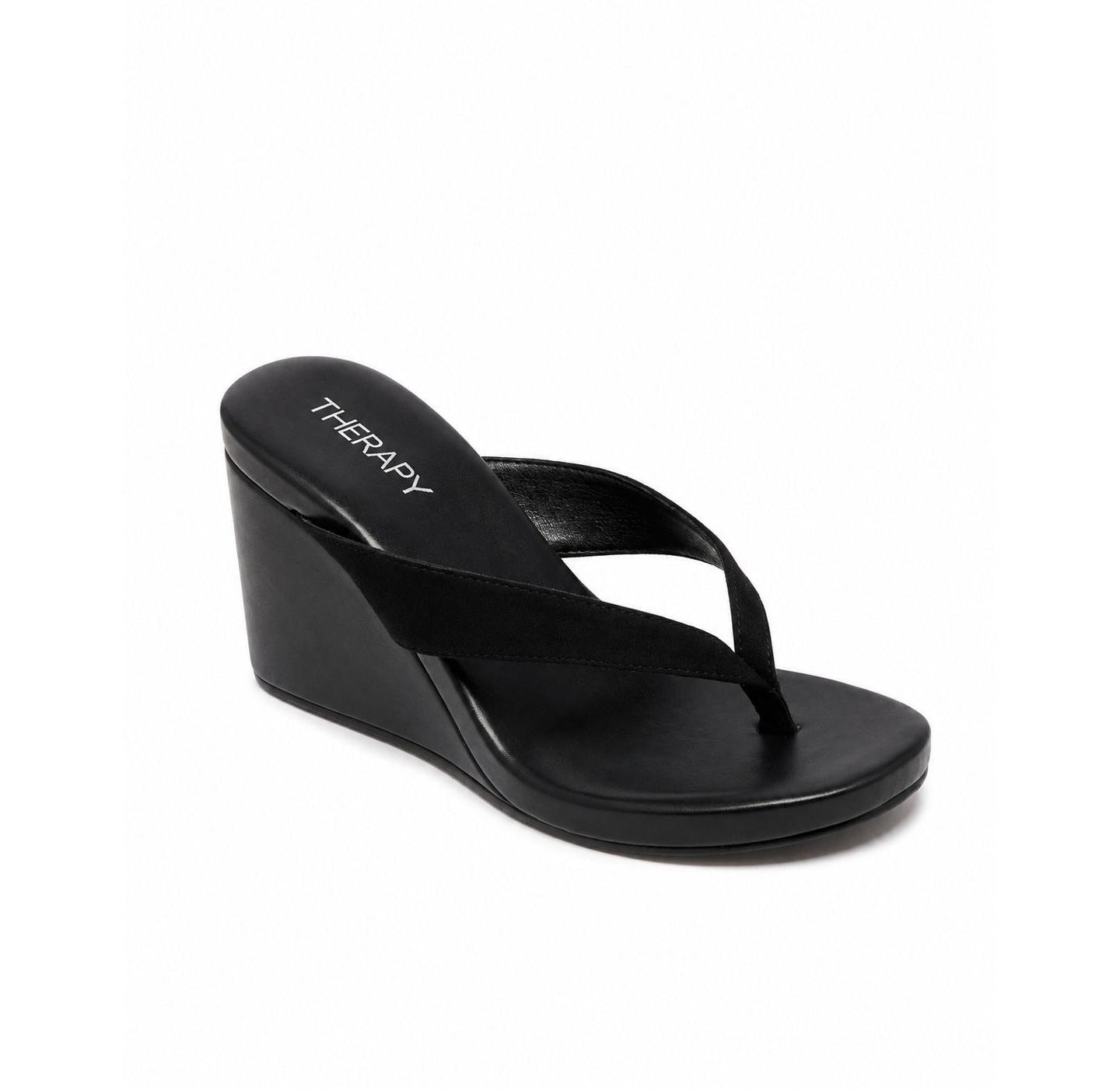 Женские туфли Therapy Australia Ren Round Toe Wedge Thong Heel, цвет: Чёрный — фото 1