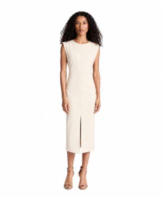 Women's Faux Leather Midi Sheath Dress