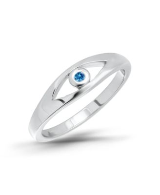 Cubic Zirconia Aqua Blue Evil-Eye Pinky Ring