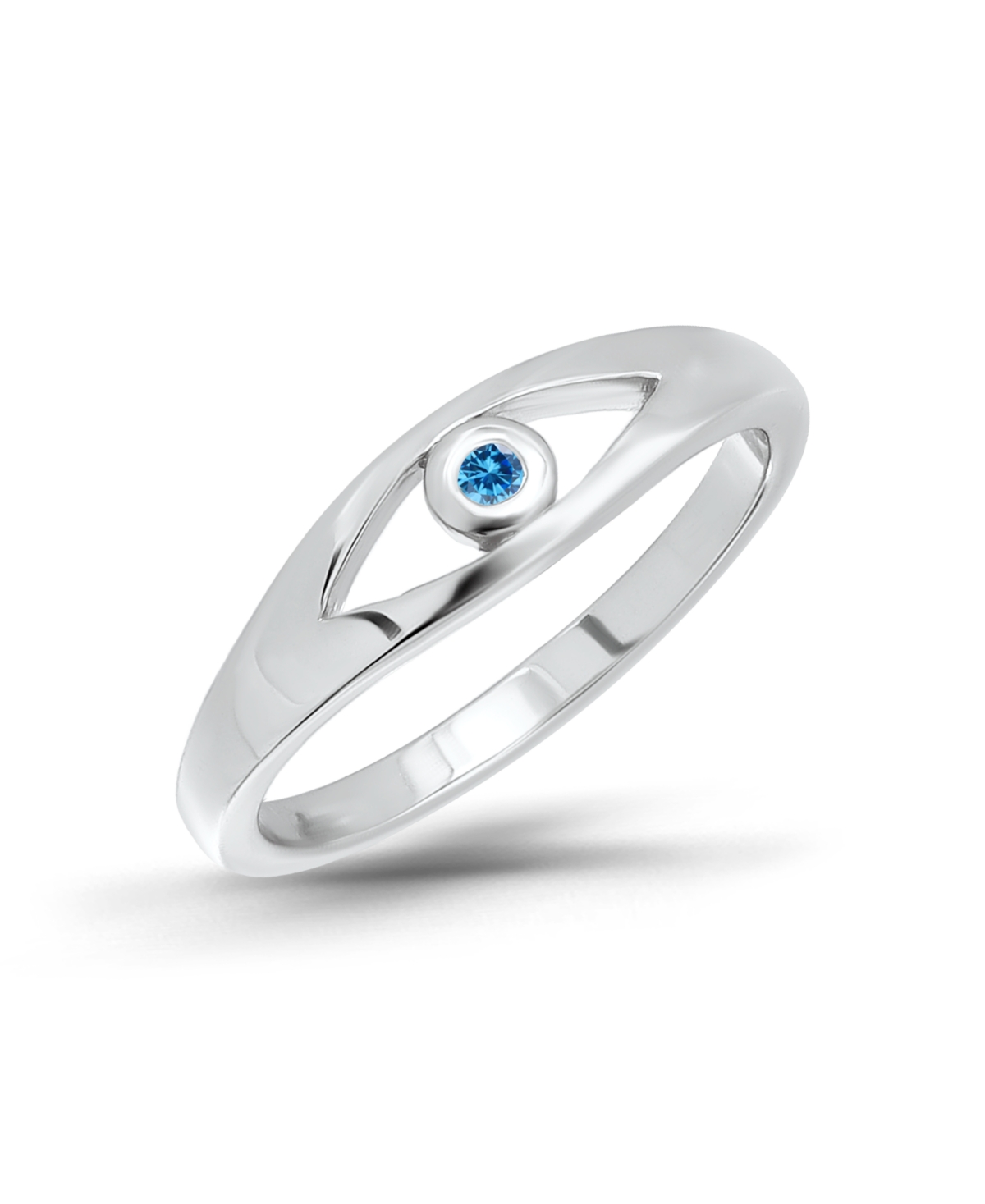 Macy's Cubic Zirconia Aqua Blue Evil-Eye Ring - Silver/Aqua