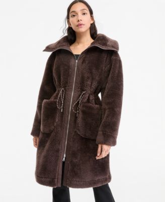 Women's Faux Fur Sherpa Mid-Length Jacket