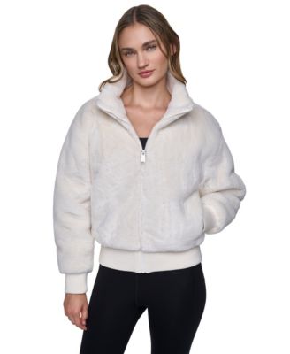 Women's Mock Neck Short Faux Fur Jacket
