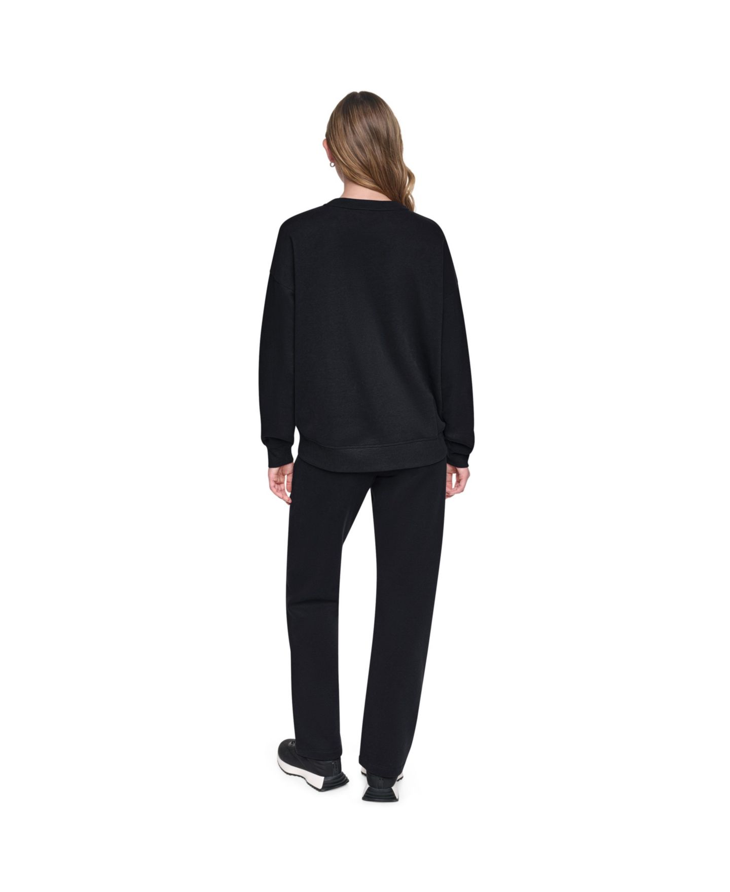 Женский свитшот DKNY Sport Oversized Drop-Shoulder Rhinestone Applique, цвет: Чёрный / Графитовый — фото 7