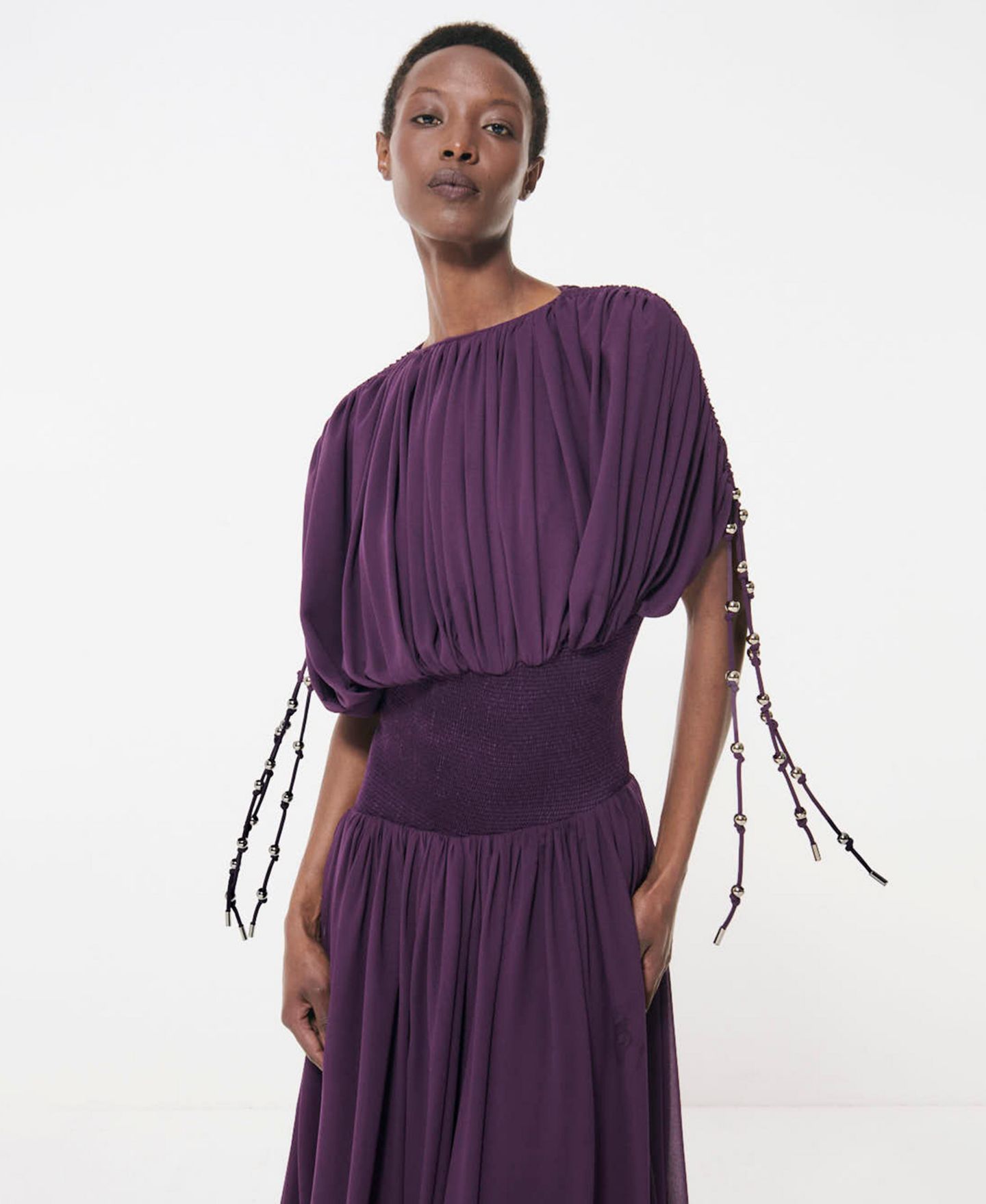 Женское платье Leem Smocked Waist Ruched Sleeve, цвет: Фиолетовый — фото 4