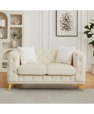  Classic Modern 61" Velvet Chesterfield Sofa with Pillows