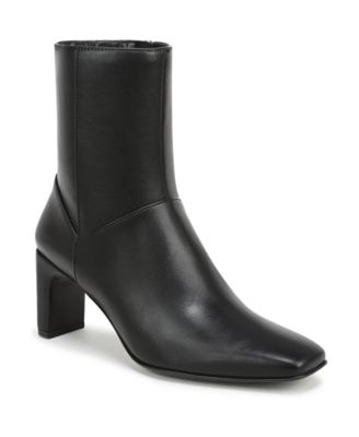 Nona-Bootie Faux Leather Square Toe Block Heel Booties