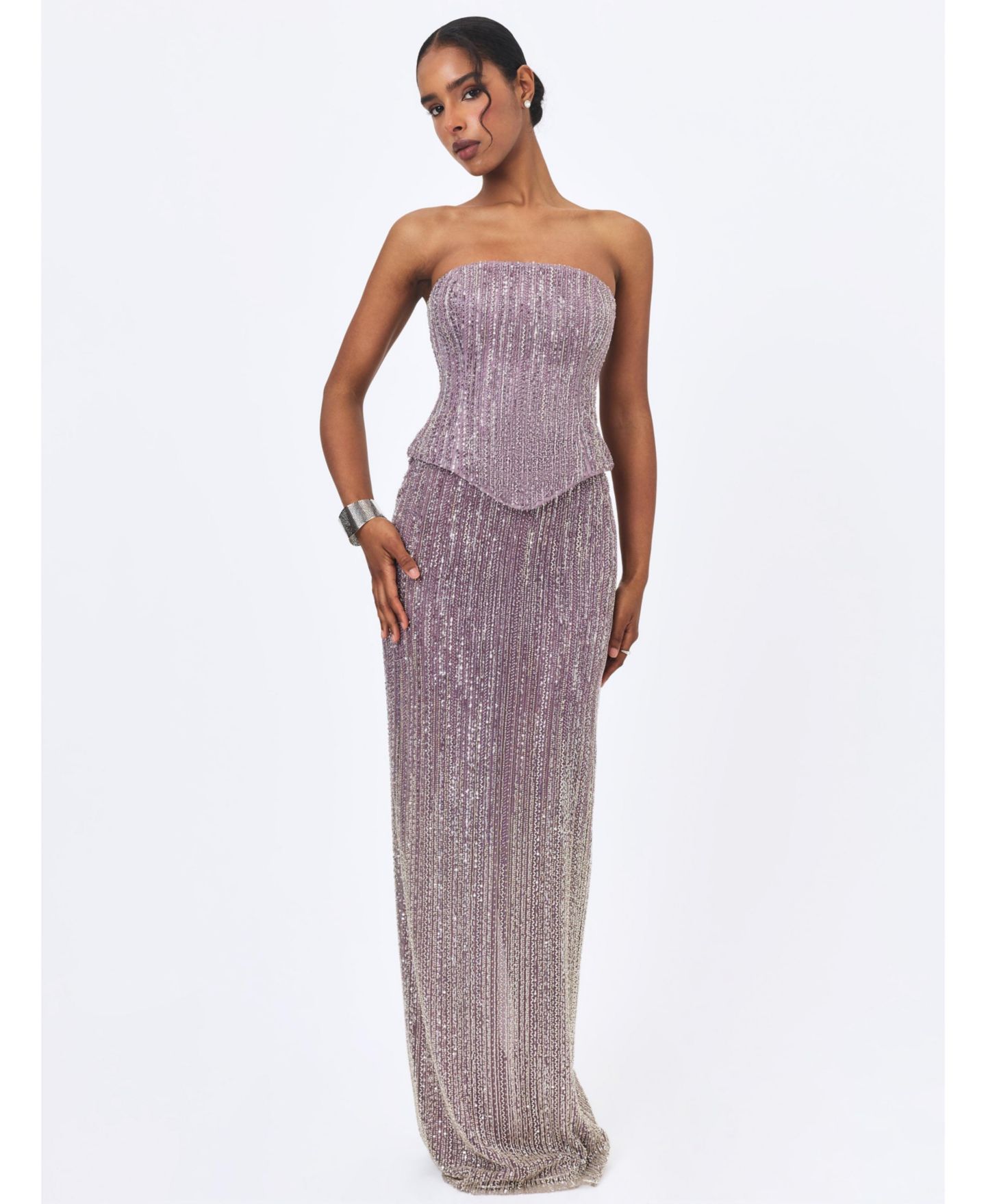 Женские платья Miss Circle Tosca Strapless Beaded Maxi Gown, цвет: Фиолетовый — фото 3