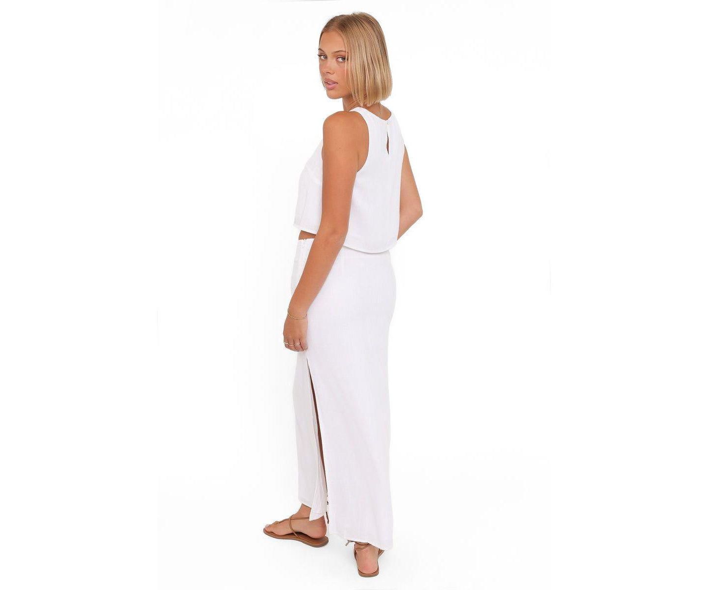 Женская юбка Petal and Pup Madison Linen-Blend Maxi A-line, цвет: Белый — фото 3
