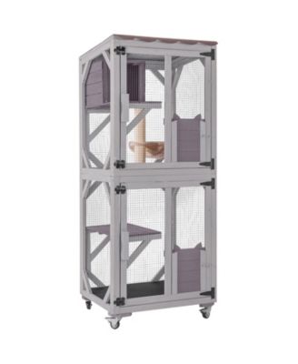 Medium Cat Catio Outdoor Cat House with Wheels Connects to Window and Cat Door
