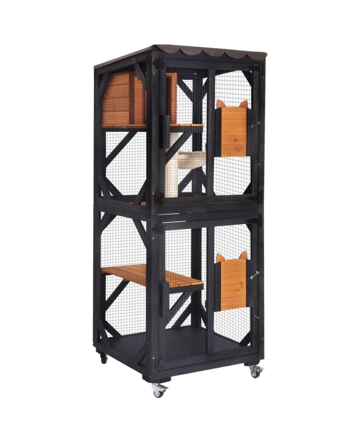 aivituvin Medium Cat Catio Outdoor House with Wheels Connects to Window and Door