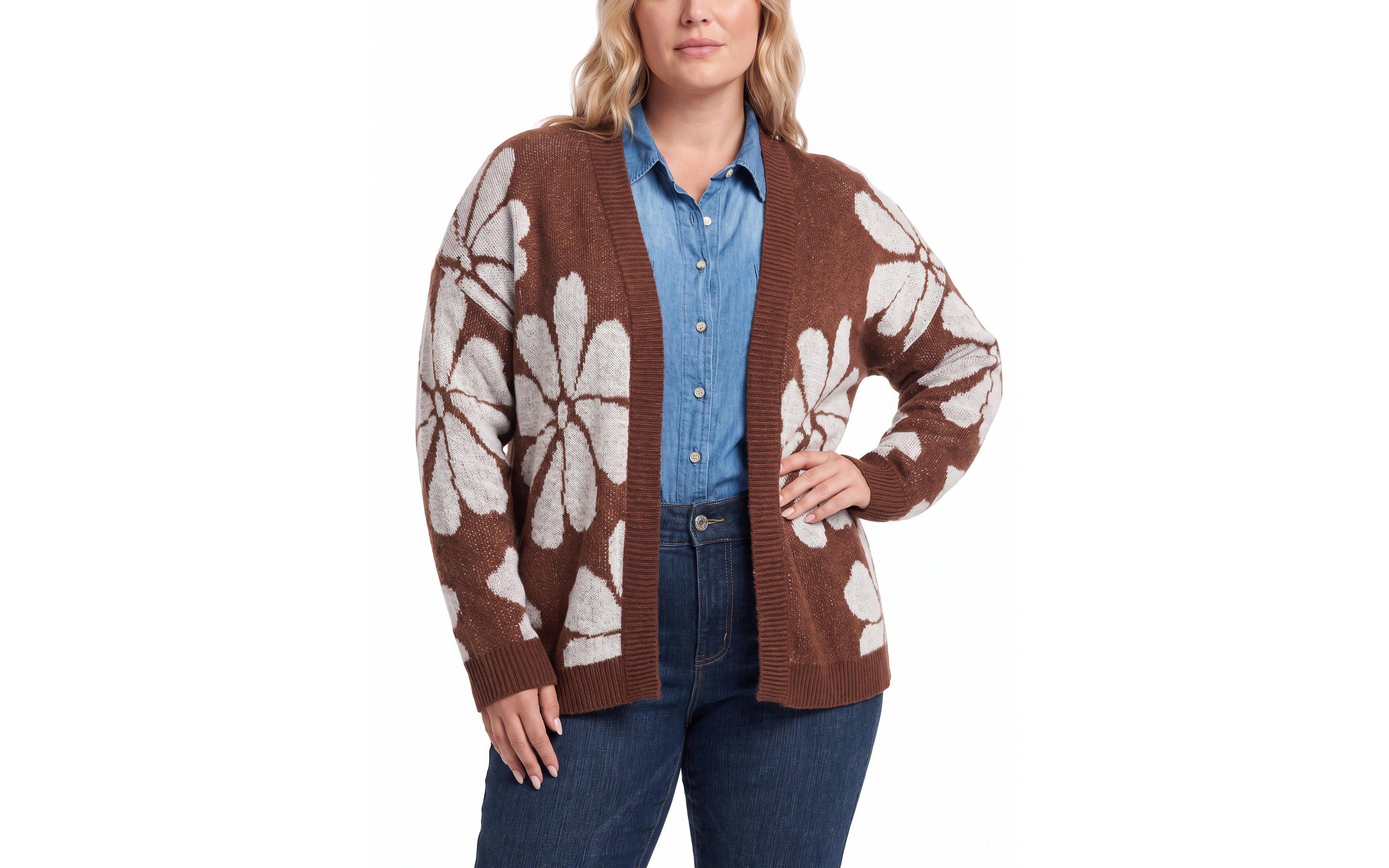 Torrid Plus Open-Front Floral Long-Sleeve Cardigan