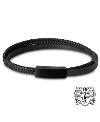 Men's Double Strand Leather Stainless Steel Bracelet