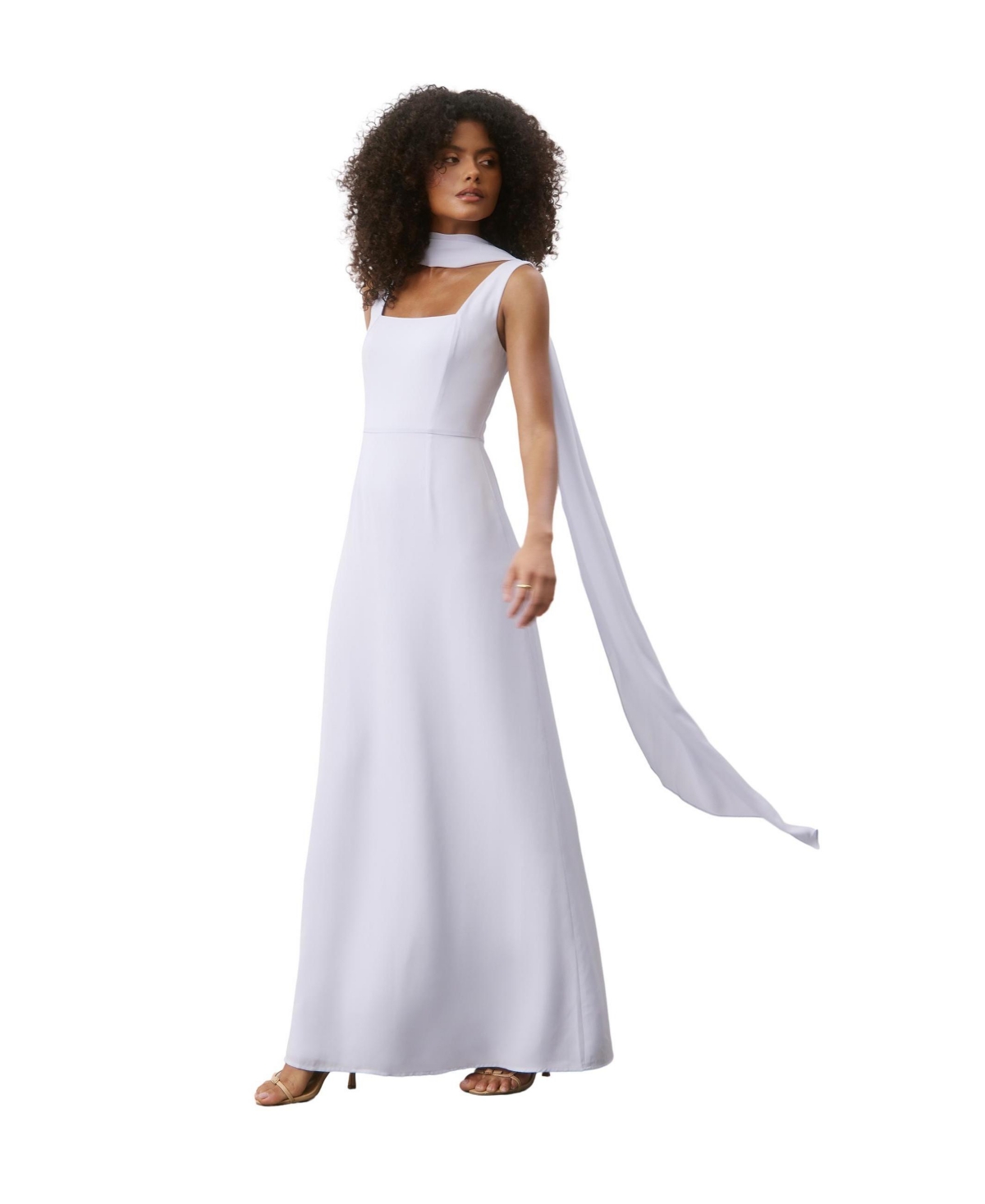 Six Stories Women's Lilly Square Neck Chiffon Maxi Dress