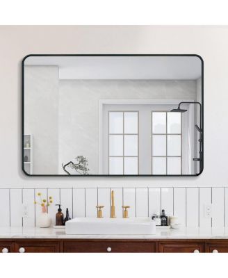 Rectangular Bathroom Vanity Mirror with Aluminum Frame HD Glass Wall Mirror