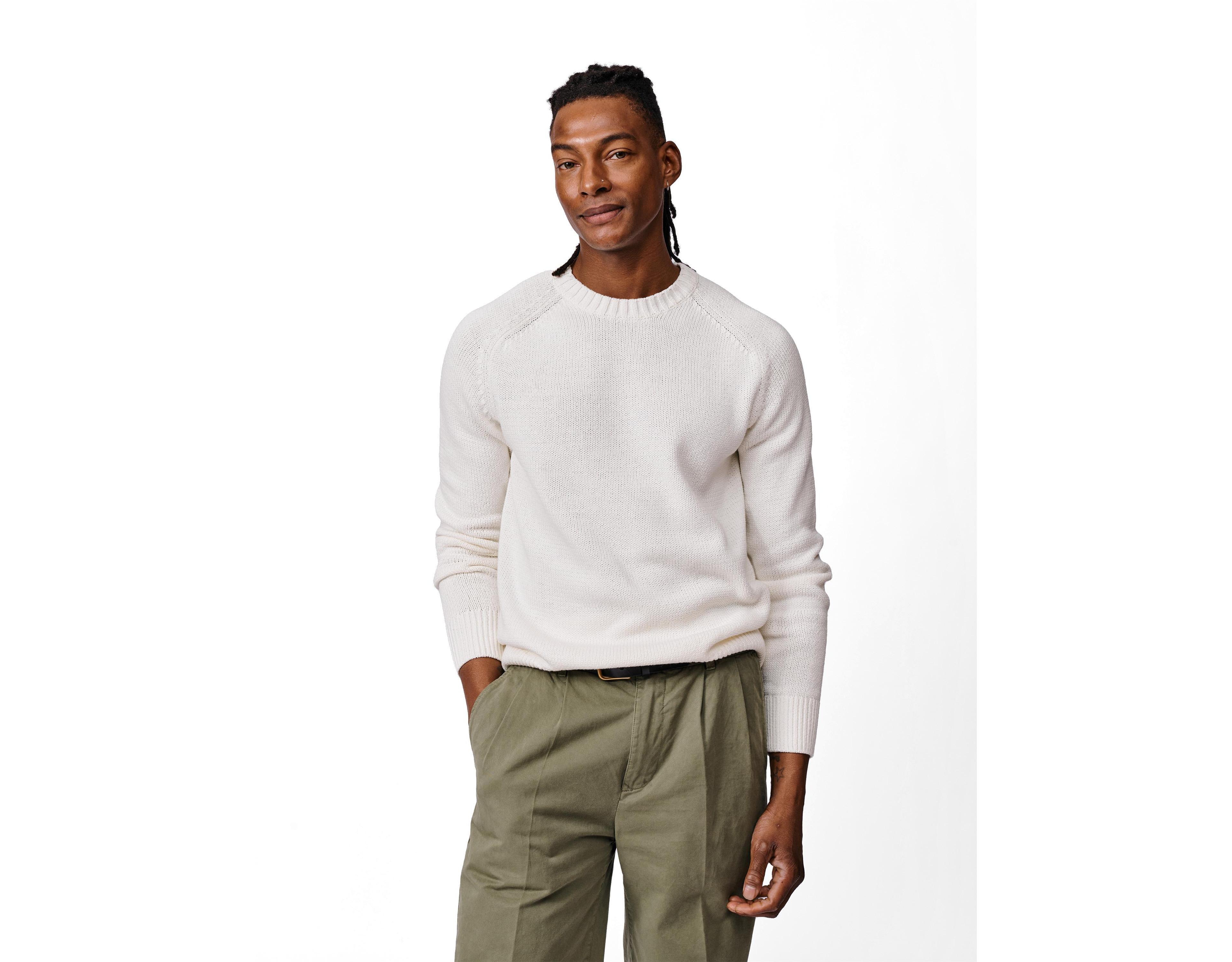Aubin Men's Lacey Long-Sleeve Cotton-Linen Blend Regular-Fit Sweater