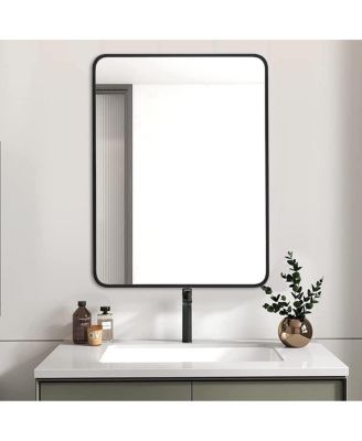 24" x 32" Rectangular Bathroom Vanity Mirror with Metal Frame Modern Wall Mirror
