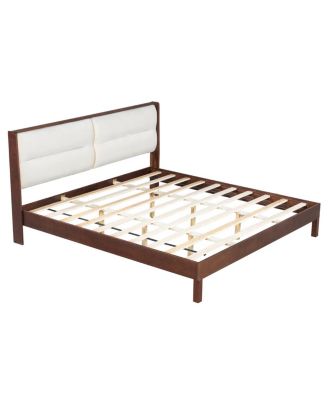 Solid Wood King Platform Bed with Headboard