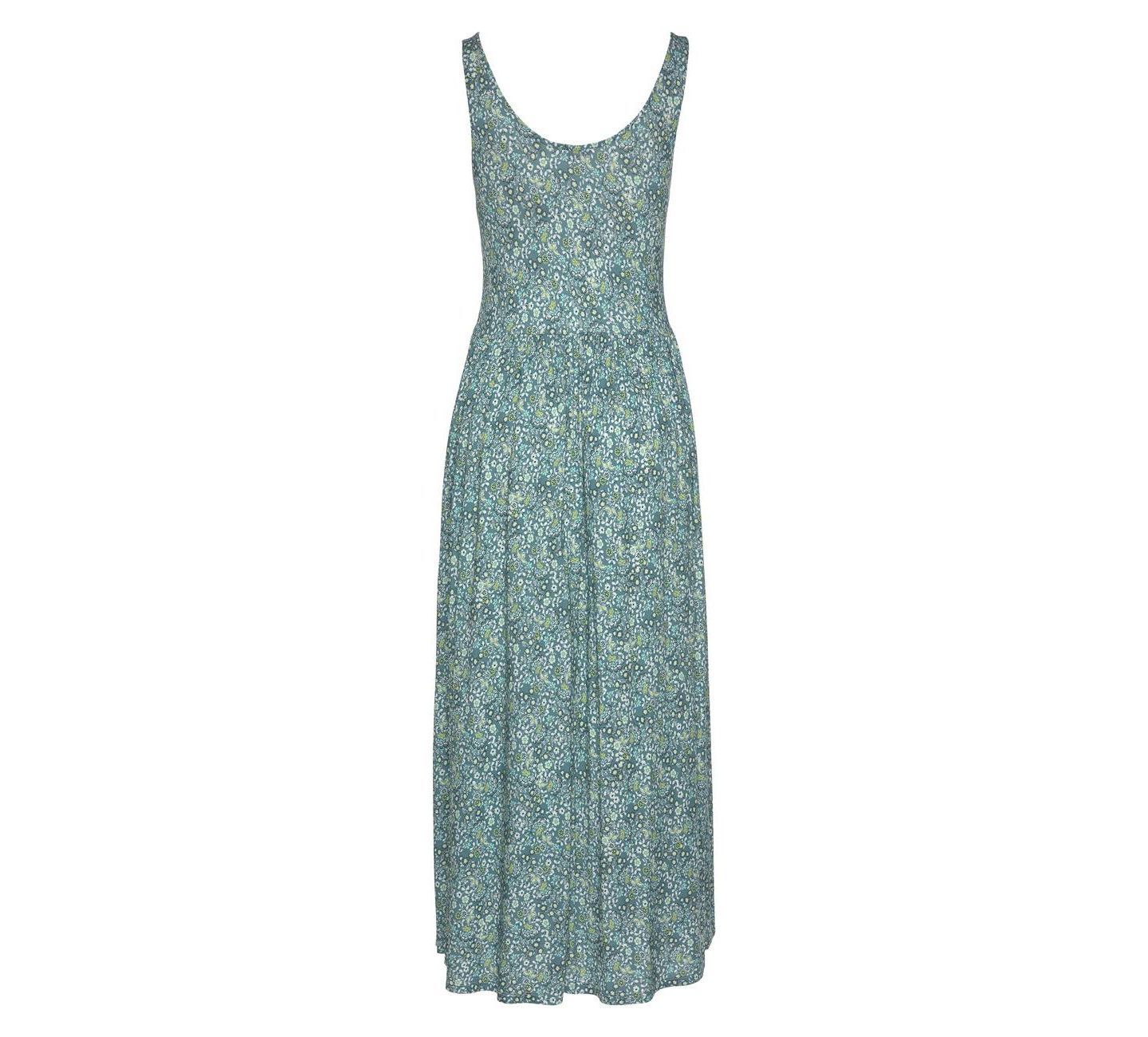 Женское платье Lascana Viscose Printed Scoop Neck A-Line Scoop-Neck Midi, цвет: Мятный с принтом — фото 5