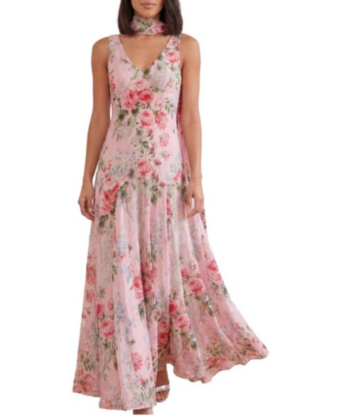 Женское платье Needle & Thread Palace Garden Floral-Print Jacquard V-Neck Gown, цвет: Сумеречный розовый