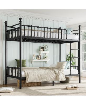 Streamdale Funriture Twin XL over Metal Bunk Bed with Curved Guardrail