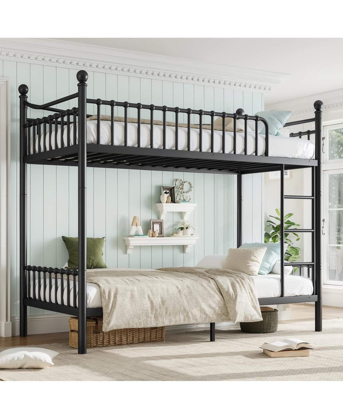 Streamdale Funriture Twin Xl over Metal Bunk Bed with Curved Guardrail